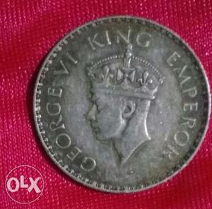 Round Silver-colored King Emperor George VI Coin