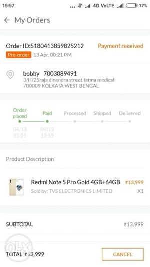 Sealed packed note 5 pro gold