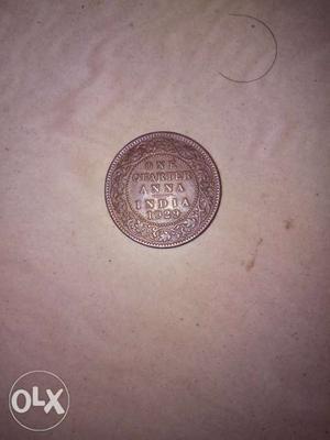  Silver-colored 1 Indian Quarter Anna Coin