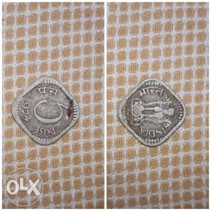 Silver-colored 5 Indian Paise Coin Collage