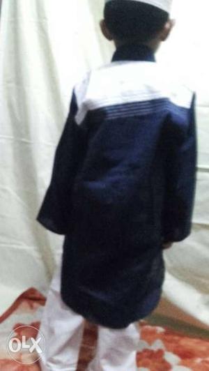 Toddler's Black And White Long-sleeved kurta