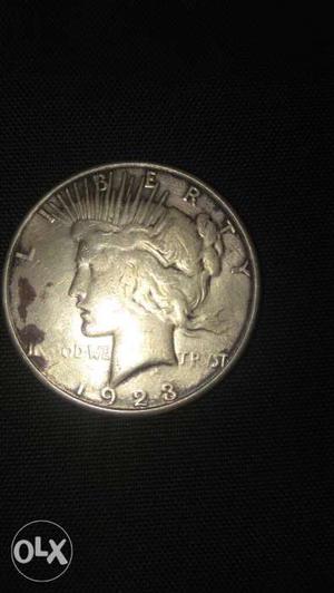United states of America big silver coin peace