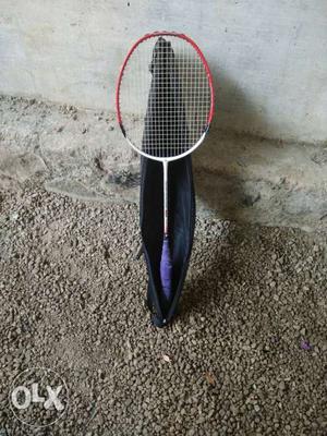 White And Red Badminton Racket With Bag