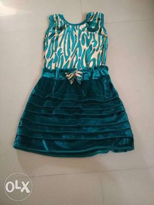 Women's Blue And Green Spaghetti Strap Dress