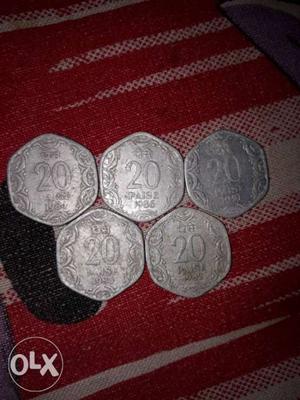 20 paise old indian coins
