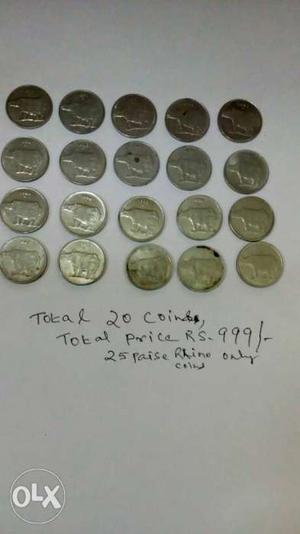 25 paise coins and total price for 20 coins is