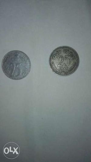 25 paise two coin one is  & one is 