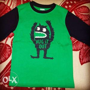 Black And Green Hug It Out Monster Long-sleeved Shirt