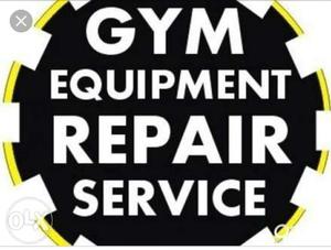 Black Background With Gym Equipment Repair Service Text