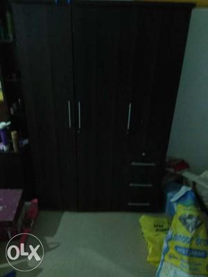 Black Wooden 4-door Wardrobe