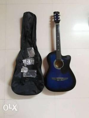 Blue And Black Cutaway Acoustic Guitar With Case