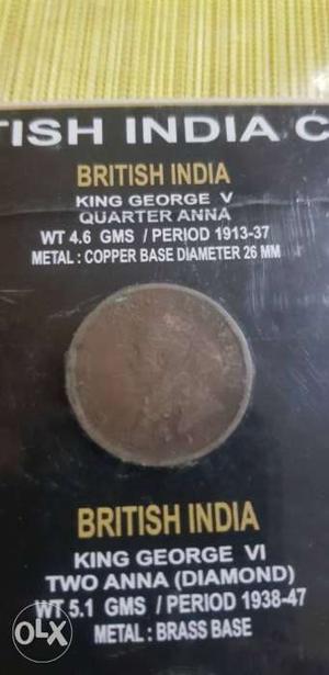 British Coin..King George V 1/4 Anna. in amazing
