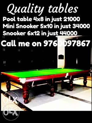 Brown And Green Billiard Table With Text Overlay