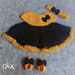 Crochet baby dress with matching head band and