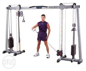 Cross Cable Machine (White And Black Metal Gym Equipment)