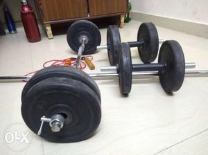 Free weights 20 kg 1 curl rod 3ft 1 straight rod