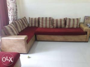 Leather/Fabric sofa 3 seater+3seater+1 single