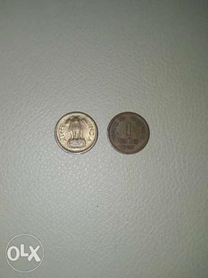 Old Indian coins 1 naya paisa per piece  years