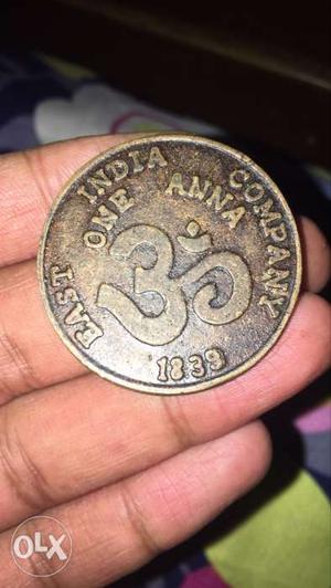 One Anna,  vintage coin, East India Company