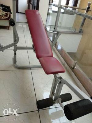 Red And Gray Olympic Weight Bench