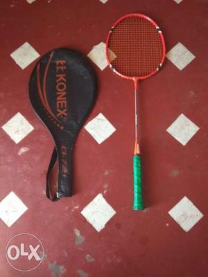 Red And Green Konex Badminton Racket And Bag