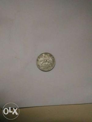 Round Silver-colored India Coin