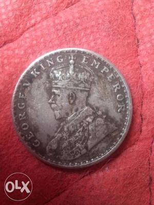 Round Silver-colored King George V Emperor Coin