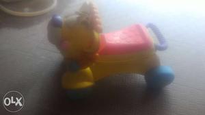 Toddler's Red And Yellow Plastic Ride-on Lion Toy