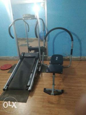 Treadmill bench Lat pulldown dumbbells biceps