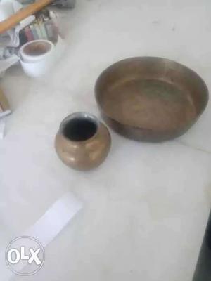 Two Brown And Gray Ceramic Bowls
