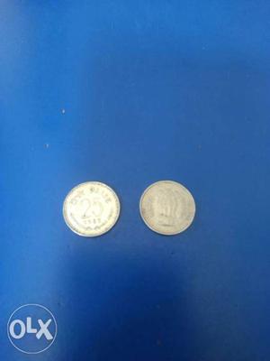 Two coins 25 paise 