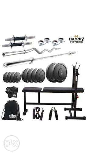 Weighting machine with dumbell and bench press
