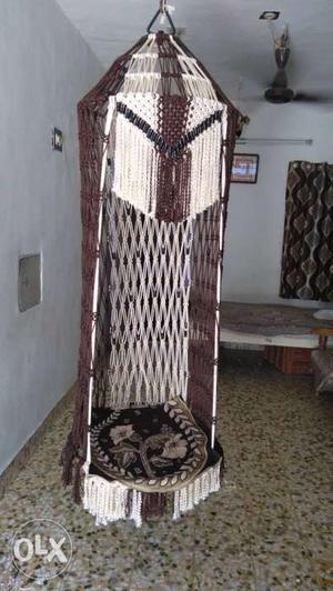White And Brown String Hammock