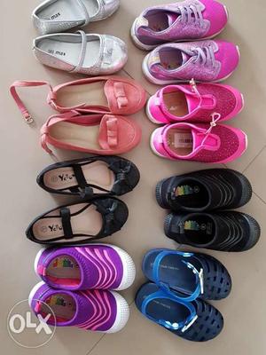 8 pairs of Girls shoes size  shoe size  cms