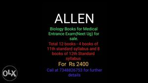 Allen Biology 11th and 12th standard books for