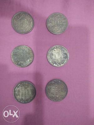 Antique One Rupee Coins 6 nos