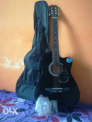 Black Cutaway Acoustic Guitar With Gig Bag