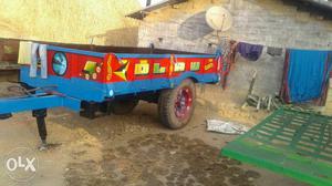 Blue And Red Plastic Wagon