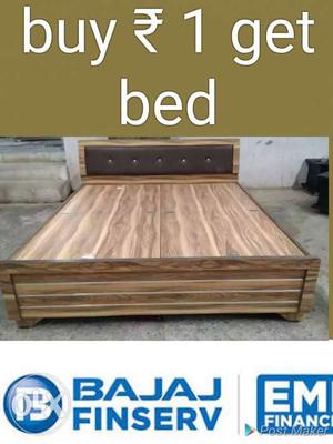 Brown Wooden Bed Frame with matreeses