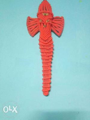 Orange Seahorse Knitted Wall Decor