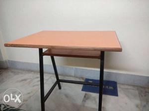 Orange Wooden Single Pedestal Desk