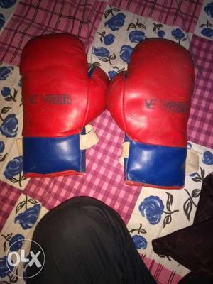 Pair Of Red-and-blue Boxing Gloves