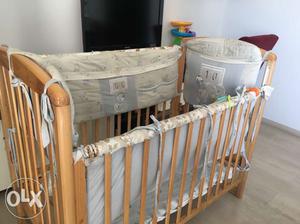 Pine wood cot crib for babies