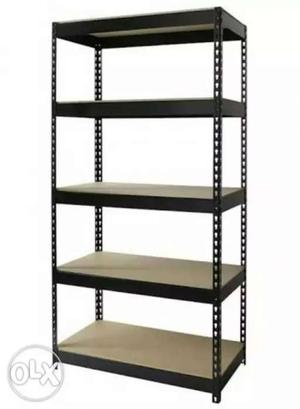 Rectangular Black And Gray Metal 5-layer Shelf