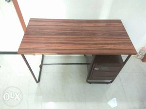 Rectangular Brown Wooden top metal Table