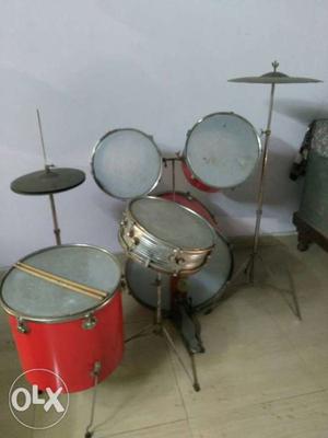 Red And Gray Drumset