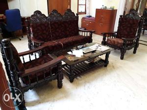 Rose Wood Furniture - 3 Piece Sofa with Center Table
