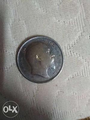 Round Silver Coin one rupee 