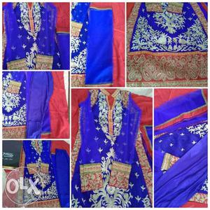 Royal blue and Red suit (Bridal)with full work on