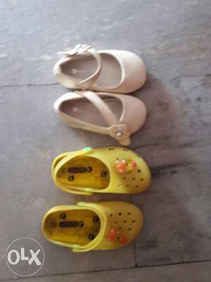 Toddler's Two Pairs Of Pink And White Shoes for 1 year nd